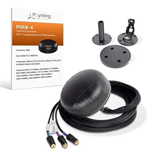 POYNTING Unisex-Adult NX-443 PUCK-4-3–IN–1 MIMO LTE/GPS/WI-FI Antenna (4.5 dBi), Black, Standard von Poynting