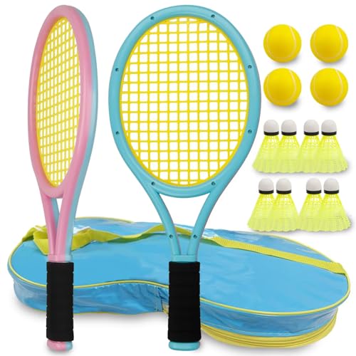 Ppbmocw TennisschläGer Kinder 3-15 Jahre,Das TennisschläGer-Set FüR Kinder Umfasst Zwei 17-Zoll-TennisschläGer, Acht BadmintonbäLle, Vier SoftbäLle Und Einen Wasserdichten Rucksack.(Blau&Rosa) Ppbmocw TennisschläGer Kinder 3-15 Jahre,Das TennisschläGer-Set FüR Kinder Umfasst Zwei 17-Zoll-TennisschläGer, Acht BadmintonbäLle, Vier SoftbäLle Und Einen Wasserdichten Rucksack.(Blau&Rosa) von Ppbmocw
