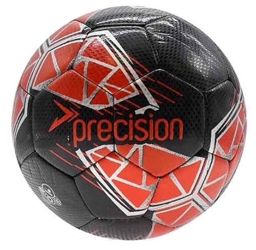 Precision Fusion Hochleistungs-Midi-Fußball, strapazierfähiges, maschinengenähtes TPU, 2 mm Eva-gefüttert, leicht, 220 g, Schwarz, offizieller Ball, Größe 2 von Precision