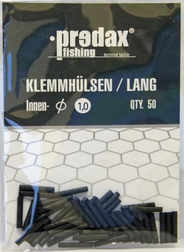 Predax Klemmhülsen - 50 Quetschhülsen für Stahlvorfächer, Durchmesser/Länge:1.0mm / lange Version von Predax