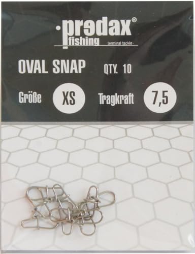 Predax Oval Egg Snap - 10 Snaps für Raubfischvorfächer, Einhänger für Kunstköder wie Wobbler, Jerkbaits, Gummifische, Blinker, Spinner, Größe/Tragkraft:Gr. XS / 7.5kg Predax Oval Egg Snap - 10 Snaps für Raubfischvorfächer, Einhänger für Kunstköder wie Wobbler, Jerkbaits, Gummifische, Blinker, Spinner, Größe/Tragkraft:Gr. XS / 7.5kg von Predax