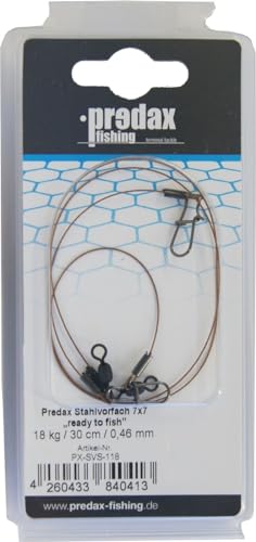 Predax Stahlvorfach 7x7 'Ready to Fish' 30cm - 2 Stahlvorfächer, Durchmesser/Tragkraft:0.46mm / 18kg Tragkraft Predax Stahlvorfach 7x7 'Ready to Fish' 30cm - 2 Stahlvorfächer, Durchmesser/Tragkraft:0.46mm / 18kg Tragkraft von Predax