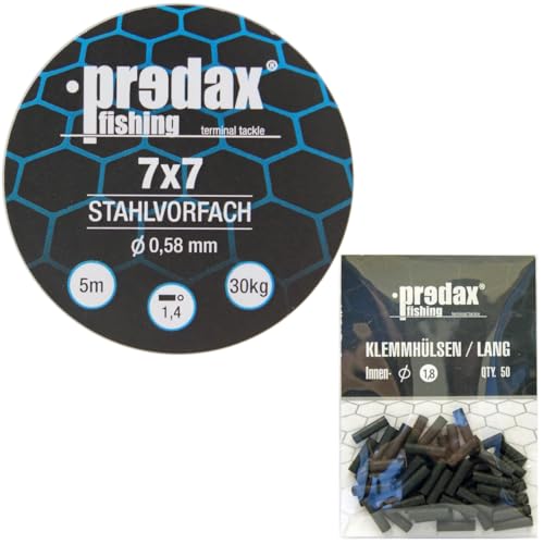 Predax Stahlvorfach 7x7 braun 5m 30kg + 50 Klemmhülsen 1,8mm - Set, Angelset zum Bauen von Stingern & Stahlvorfächern Predax Stahlvorfach 7x7 braun 5m 30kg + 50 Klemmhülsen 1,8mm - Set, Angelset zum Bauen von Stingern & Stahlvorfächern von Predax