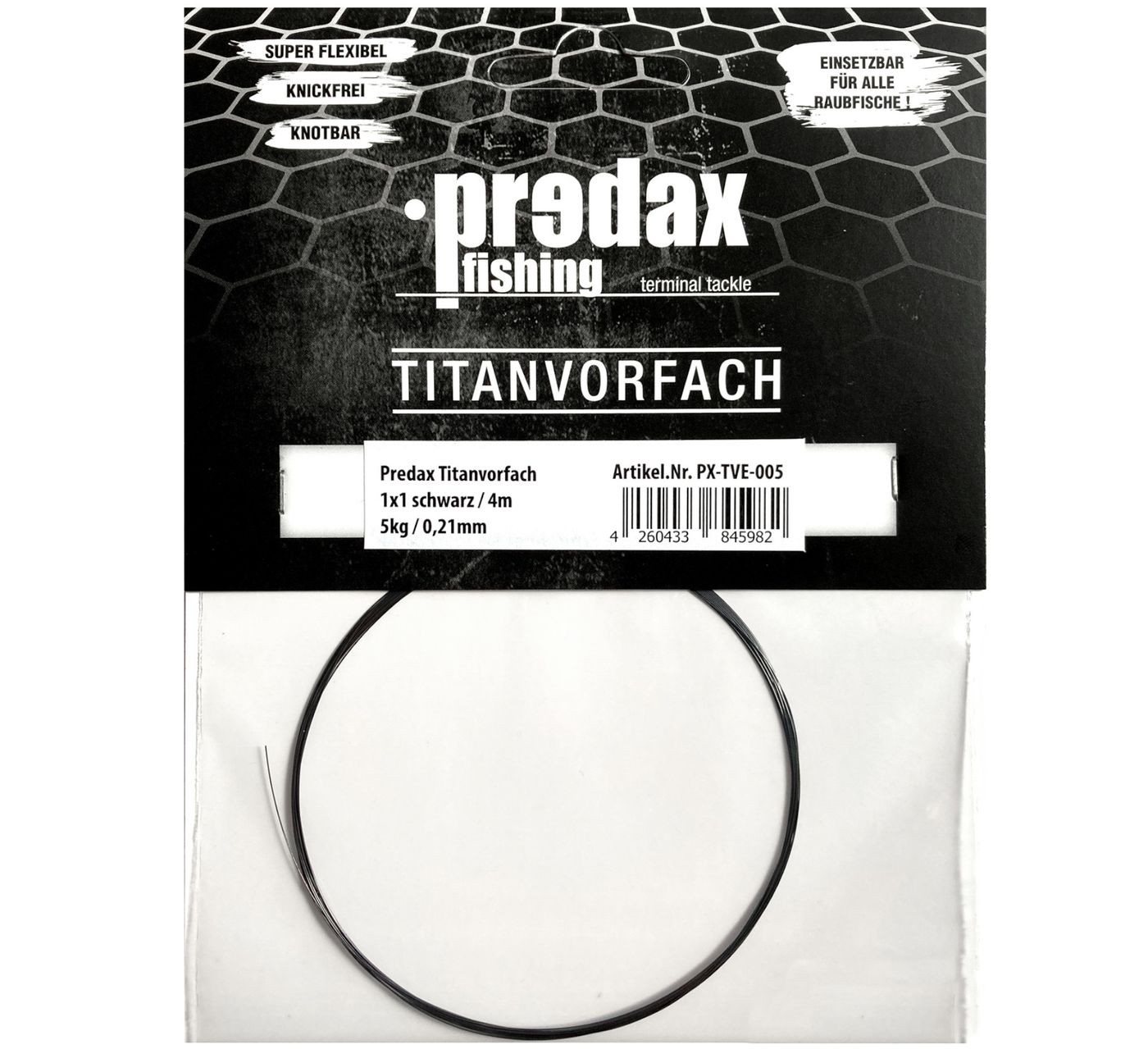 Predax Vorfachschnur Predax 0,21mm 5kg Titanvorfach 1x1 - 4m Titanschnur von Predax