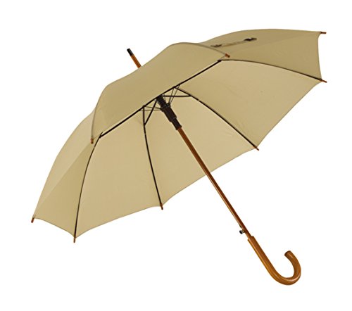 Preiswert & Gut Holzstockschirm Beige Regenschirm Durchmesser 103cm Stockschirm geeignet als Damenschirm oder Herrenschirm von Preiswert & Gut