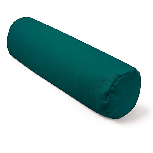 Present Mind Yoga Bolster für Yin Yoga - Made in EU Yogakissen Ø20 cm Smaragdgrün - 100% natürliche Yogarolle mit Buchweizenschalen Füllung Bezug Waschbar von Present Mind