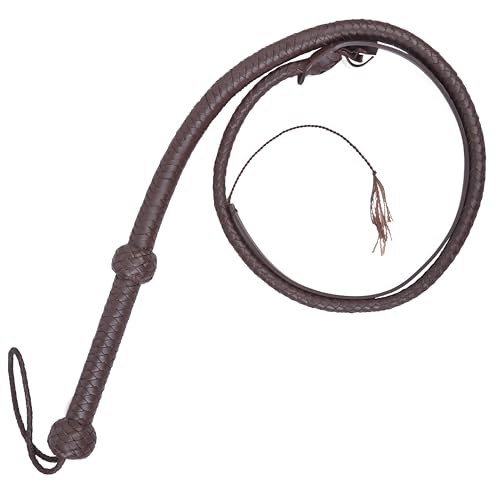 Leather Bull Whip Reitpeitsche, 2,2 m bis 2,3 m, 8 Zöpfe, echtes Rindsleder, 1,8 m, Braun von Pretlet