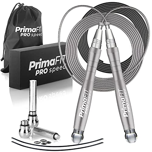 PrimaFIT Springseil Erwachsene Fitness Pro Speed Jump Rope 3m Seilspringen Verstellbar Mit Gewichten, 2 Kugellager & Anti-Rutsch Griffe, Profi Skipping Für Boxen, MMA, Crossfit, Extra Stahlseil,Tasche PrimaFIT Springseil Erwachsene Fitness Pro Speed Jump Rope 3m Seilspringen Verstellbar Mit Gewichten, 2 Kugellager & Anti-Rutsch Griffe, Profi Skipping Für Boxen, MMA, Crossfit, Extra Stahlseil,Tasche von PrimaFit