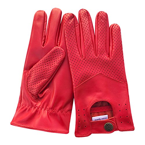 Herren-Handschuhe zum Autofahren, weiches, Echtleder, enganliegend, Retrostil, 508, Herren, 508, 508-Red, M von Prime Leather