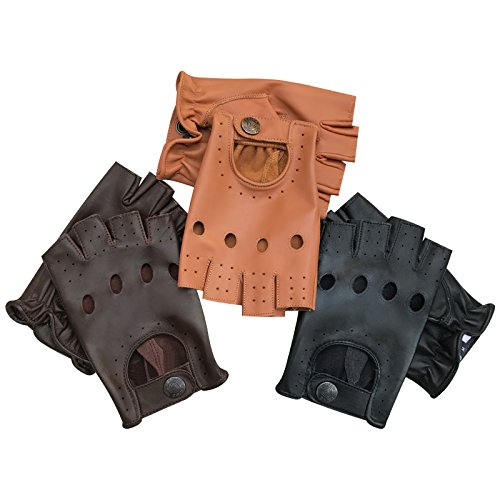 Herren Top Qualität Weiches Leder Halb Finger Fahren Handschuhe Motorrad Busfahrer finger weniger 313 - Hellbraun, XL Herren Top Qualität Weiches Leder Halb Finger Fahren Handschuhe Motorrad Busfahrer finger weniger 313 - Hellbraun, XL von Prime Leather