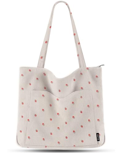 Prite Handtasche Damen Tote Bag Shopper Groß Umhängetasche Cord Beuteltasche Stofftasche für College Schule Arbeit Reisen Einkaufen Prite Handtasche Damen Tote Bag Shopper Groß Umhängetasche Cord Beuteltasche Stofftasche für College Schule Arbeit Reisen Einkaufen von Prite