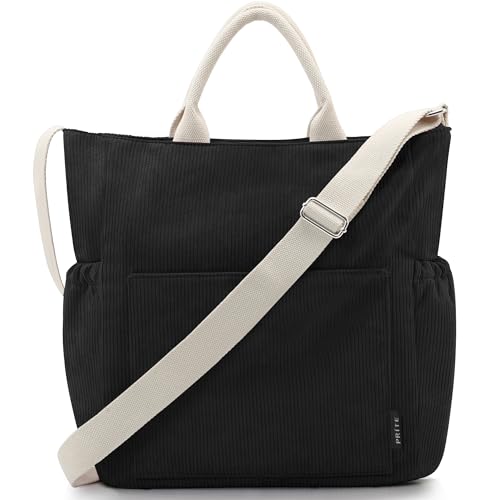 Prite Shopper Tasche Damen Groß Cordtaschen Tote Bag Cord Beuteltasche Stofftasche mit Verstellbarem Schultergurt für Arbeit Reisen Einkaufen Schule College Prite Shopper Tasche Damen Groß Cordtaschen Tote Bag Cord Beuteltasche Stofftasche mit Verstellbarem Schultergurt für Arbeit Reisen Einkaufen Schule College von Prite