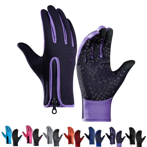 Prldm Winddichte, wasserdichte und samtwarme Handschuhe, Winter-Outdoor-Sporthandschuhe mit Touchscreen-Fingern von Prldm