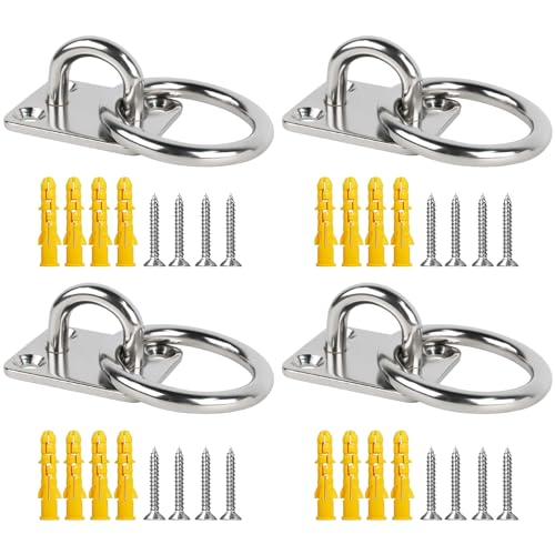 Prampe 4 Set Augplatte mit Öse, Augplatten M5/5mm, 304 Edelstahl Decksplatte, Premium Augplatte mit Ring Mit 16 Schrauben und 16 Expansionsrohr für Sonnensegel Deckbeschläge Boot Prampe 4 Set Augplatte mit Öse, Augplatten M5/5mm, 304 Edelstahl Decksplatte, Premium Augplatte mit Ring Mit 16 Schrauben und 16 Expansionsrohr für Sonnensegel Deckbeschläge Boot von Prmape