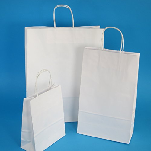 125 Papiertragetaschen 54+15x49cm mit Kordel weiß Papiertüten Einkaufstüten Tragetaschen 110/m² Papier 125 Papiertragetaschen 54+15x49cm mit Kordel weiß Papiertüten Einkaufstüten Tragetaschen 110/m² Papier von Pro DP