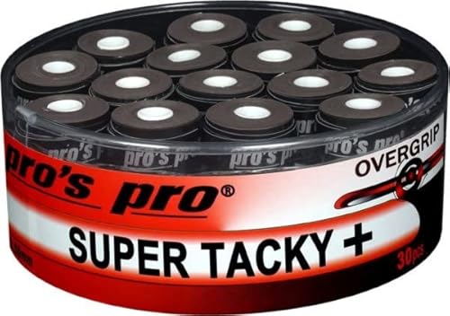 Pro's Pro Super Tacky Plus Overgrip 30 STK. Griffbänder für Tennis, Badminton, Squash, Schwarz von Pro's Pro