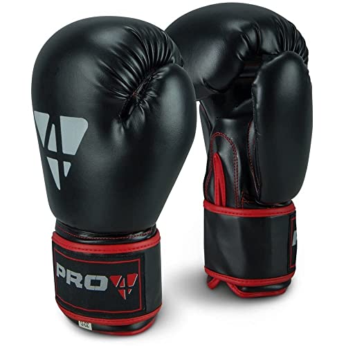 Pro4 Boxhandschuhe Fight - bestens geeignet für Boxen Kampfsport Kickboxen Fitness 8 10 12 14 16 oz unzen schwarz/rot 10oz von Pro4 Sport