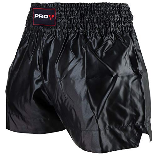 Pro4 Muay Thai K1 Short Fighter - Thaishorts Thaiboxen Hose Kickboxen kurz schwarz Herren Damen UVM schwarz/schwarz (001) M von Pro4 Sport