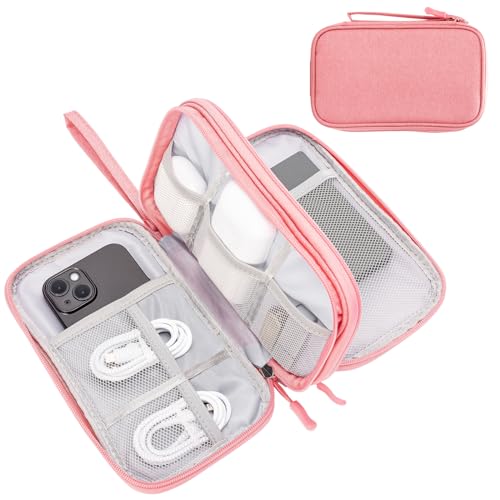 ProCase 3 Schichten Electronic Gadget Reisetasche, Universelle Reisezubehör Gerät Portable Organizer Trage Hülle für Kabel Adapter SD Karten Power Bank -Rosa von ProCase