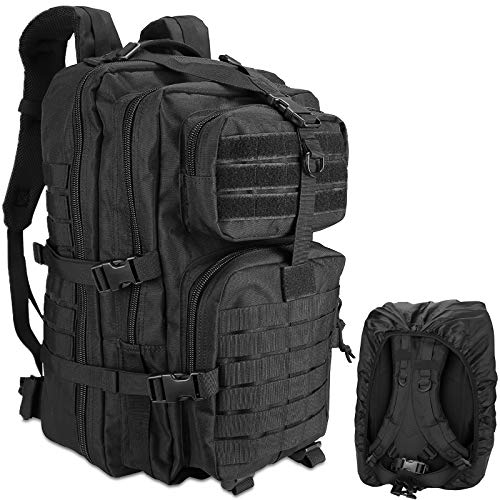 ProCase 48L Militär Rucksack Groß Taktische Survival Rucksack Taktischer Molle Armee Rucksack Herren 3 Tage Tactical Army Outdoor Wandern Sports –Schwarz von ProCase