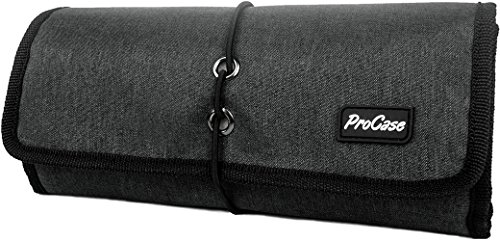 ProCase Travel Gear Organizer Elektronik Zubehör Tasche, Kleine Gadget Tragetasche Aufbewahrungstasche Tasche für Ladegerät USB Kabel SD Speicherkarten Kopfhörer Flash Hard Drive -Schwarz von ProCase