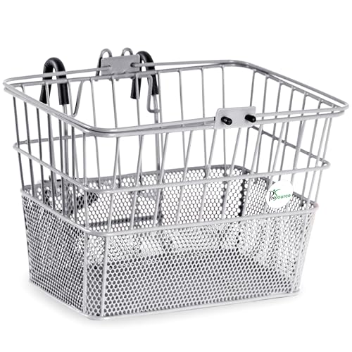 ProSource Wire Bike Basket Front for All Ages, Detachable Bicycle Front Basket with 15lbs Storage Capacity, Lightweight Steel Mesh Backing for Durable Daily Use, Silver ProSource Wire Bike Basket Front for All Ages, Detachable Bicycle Front Basket with 15lbs Storage Capacity, Lightweight Steel Mesh Backing for Durable Daily Use, Silver von ProSource