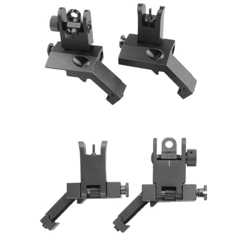 ProWildGear Aluminum Alloy 45 Degree Angled BUIS Front and Rear Flip Up Rapid Transition Backup Iron Sight (Black) von ProWildGear