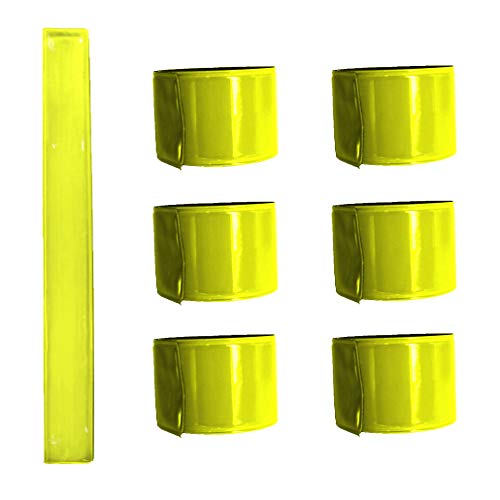 Projects Reflektorbänder 6er Set gelb | Schnapparmband Reflektor Kinder Erwachsene reflektierendes Armband | Schnapp Reflektoren für Kleidung Reflektorband Joggen Laufen Fahrrad Leuchtstreifen von Projects