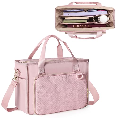 Prokva Bibelhülle mit 2 Seitentaschen, Große Bibeltragetasche für Frauen, Buch Tragetasche Damen, Kirchentasche für Christliches Bibelstudium, Rosa Prokva Bibelhülle mit 2 Seitentaschen, Große Bibeltragetasche für Frauen, Buch Tragetasche Damen, Kirchentasche für Christliches Bibelstudium, Rosa von Prokva