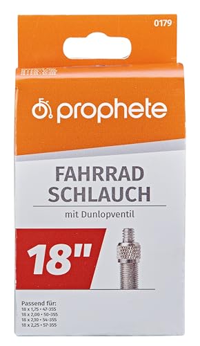 Prophete Fahrradschlauch mit Dunlopventil | Universal für 18 Zoll Reifen (18 x 1,75-18 x 2,25) | Zuverlässiger Schlauch für Kinderfahrräder & Laufräder | Größen: 47-355 bis 57-355 Prophete Fahrradschlauch mit Dunlopventil | Universal für 18 Zoll Reifen (18 x 1,75-18 x 2,25) | Zuverlässiger Schlauch für Kinderfahrräder & Laufräder | Größen: 47-355 bis 57-355 von Prophete