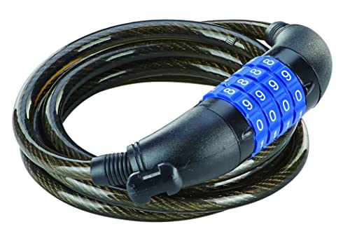Prophete Zahlen-Spiralkabelschloss Schwarz 150 cm – 4-Zahlen-Kombination, Frei kodierbar, Halter für Rahmenbefestigung, Ø 8 mm, Kompakter Diebstahlschutz für Fahrräder Prophete Zahlen-Spiralkabelschloss Schwarz 150 cm – 4-Zahlen-Kombination, Frei kodierbar, Halter für Rahmenbefestigung, Ø 8 mm, Kompakter Diebstahlschutz für Fahrräder von Prophete