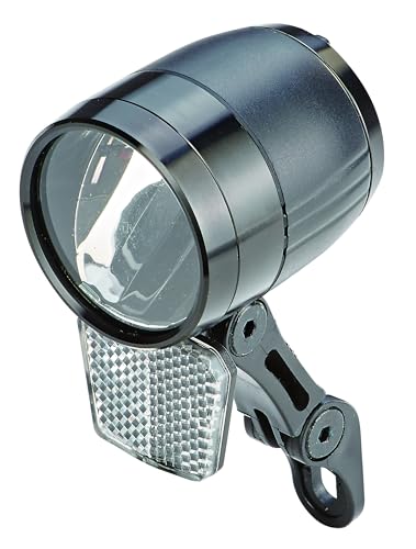 Prophete LED-Scheinwerfer 100 Lux | Aluminium | Standlicht und Sensorautomatik | Abnehmbarer Reflektor | für Fahrrad und E-Bike | Schwarz | inkl. Flexibler Halterung von Prophete