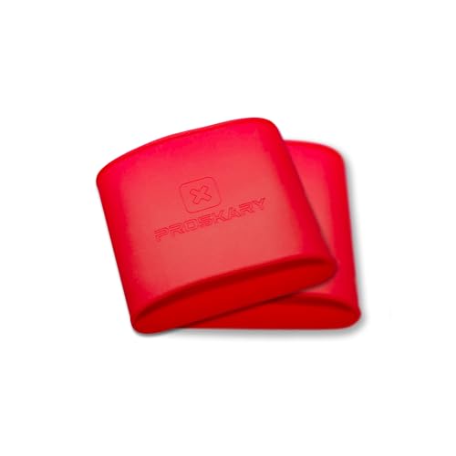 PROSKARY Schienbeinschonerhalter aus Silikon - alternatives Schienbeinschoner Tape - rutschfestes Stutzentape im 2er Pack - Stutzenhalter Fussball Rot von Proskary