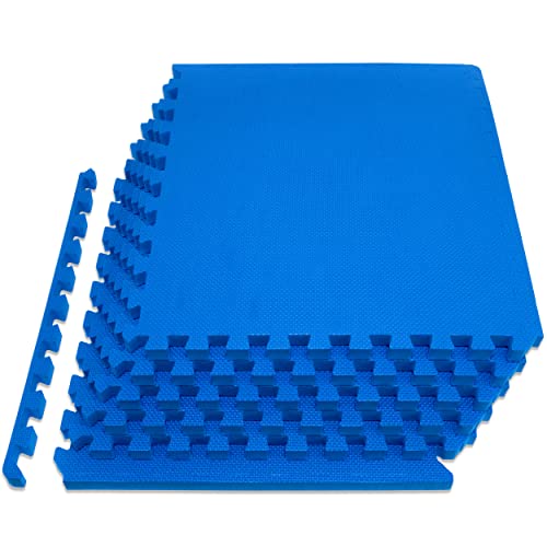 ProsourceFit Unisex-Erwachsene Extra Thick ¾” Exercise Puzzle Mat 0.75 & 1-in, Blau, 3/4 inch-24 Sq Ft-6 Tiles von ProsourceFit