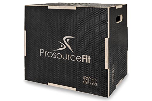 ProsourceFit 3-in-1 Wood Power Grip Non-Slip Plyometric Jump Box for Cross Training, Agility and Plyo Training, Black, 24L x 16W x 20H von ProsourceFit