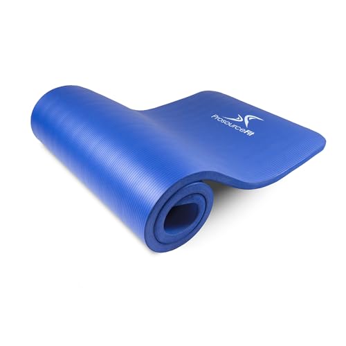 ProsourceFit Extra Thick Yoga and Pilates Mat ½” (13mm) or 1" (25mm), 71-inch Long High Density Exercise Mat with Comfort Foam and Carrying Strap, Blue von ProsourceFit