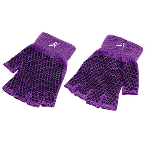 ProsourceFit Grippy Yoga Gloves, One Size Fits All, Firm Fingerless Design in Purple Color von ProsourceFit