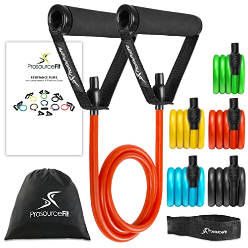 ProsourceFit Tube Resistance Bands Set 2-20 LB with Attached Handles, Door Anchor, and Exercise Guide Full-Body Exercises and Home Workouts von ProsourceFit