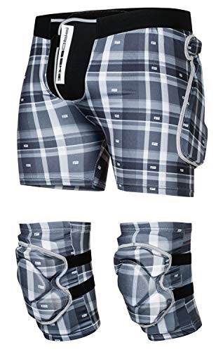 Protektoren Set Guardian Protektorenshorts Protektorenhose Knieprotektoren Ski Snowboard Inliner Skating Bike - blau-grau, L von Prosske