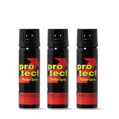 3 Stück Pfefferspray PROTECT Anti-Dog Breitstrahl 63 ml KO Spray Tierabwehrspray zur Selbstverteidigung Reizstoffspray in verschiedenen Sprühvarianten 3 Stück Pfefferspray PROTECT Anti-Dog Breitstrahl 63 ml KO Spray Tierabwehrspray zur Selbstverteidigung Reizstoffspray in verschiedenen Sprühvarianten von Protect