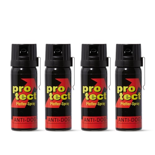 4 Stück Pfefferspray PROTECT Anti-Dog Breitstrahl 50ml KO Spray mit Metallclip Tierabwehrspray zur Selbstverteidigung Reizstoffspray in verschiedenen Sprühvarianten 4 Stück Pfefferspray PROTECT Anti-Dog Breitstrahl 50ml KO Spray mit Metallclip Tierabwehrspray zur Selbstverteidigung Reizstoffspray in verschiedenen Sprühvarianten von Protect