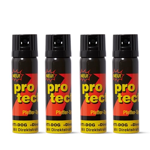 4 Stück Pfefferspray PROTECT Anti-Dog Direktstrahl 63 ml KO Spray Tierabwehrspray zur Selbstverteidigung Reizstoffspray in verschiedenen Sprühvarianten 4 Stück Pfefferspray PROTECT Anti-Dog Direktstrahl 63 ml KO Spray Tierabwehrspray zur Selbstverteidigung Reizstoffspray in verschiedenen Sprühvarianten von Protect