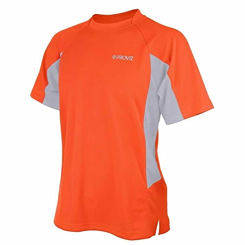 Proviz Men'Fahrrad Short Sleeve Running T-Shirt XL Orange - orange von Proviz
