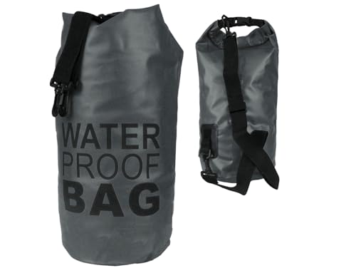Przydasie Dry Bag Wasserdichter Packsack 10L wasserdichte Tasche Sack Beutel Lang Schulter Verstellbarer Schultergurt für Kajak Boot Angeln Rafting Grau von Przydasie