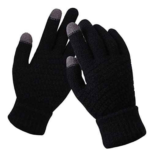 Psdndeww Warme Winterhandschuhe für kaltes Wetter, Fahrradhandschuhe, dehnbar, gestrickt, Text-Handschuhe für Männer und Frauen von Psdndeww