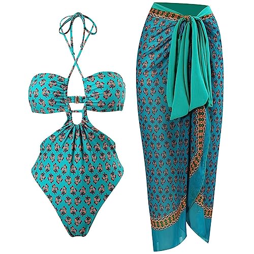 Zweiteiliger Damen-Bikinis mit bequemem Druck, Push-Up-Wickeln, Strandbekleidung von Psdndeww