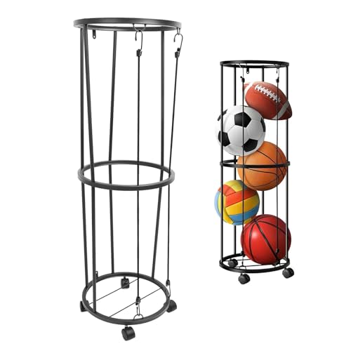 Pssopp Ball-Aufbewahrungsregal, Basketball-Aufbewahrungsregal, Metall-Garage, Ball-Aufbewahrung, Basketball-Organizer für Basketball, Fußball, Fußball, Volleyball von Pssopp