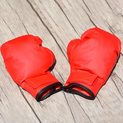 Boxhandschuhe für Kinder, PU-Leder, Junior-Trainingshandschuh, Boxhandschuhe-Set, Trainingshandschuhe für Boxsack, Kickboxen, Boxhandschuhe, Fokuspolster (Rot) von Psytfei