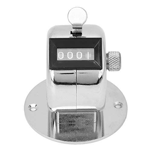 Psytfei Berm Tally Counter 4-stelliges silbernes Handzählgerät aus Aluminiumlegierung mit Sockel von Psytfei