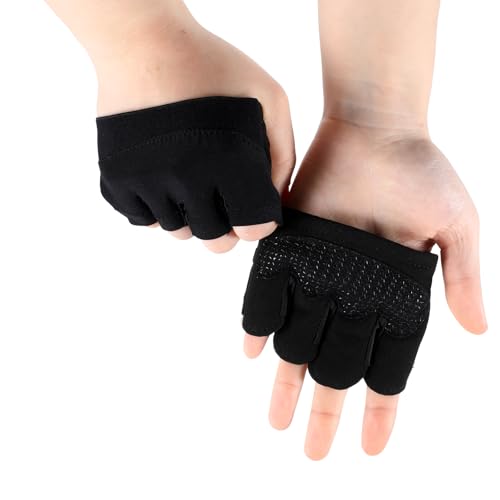 2 Stück Fitness Handschuhe Atmungsaktive Trainingshandschuhe Rutschfester Silikon Gym Gloves Gewichtheben Handschuhe Sporthandschuhe fürs Fitnessstudio Teilhandschuhe Kurze Mikrohandschuh-Griffpolster von Ptwola